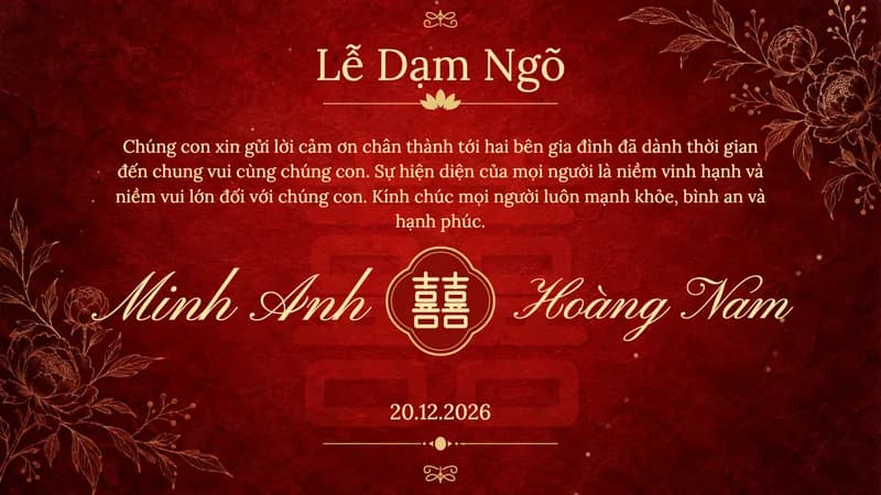 Mẫu video dạm ngõ Gấm son — Đỏ gấm · Vàng cổ điển
