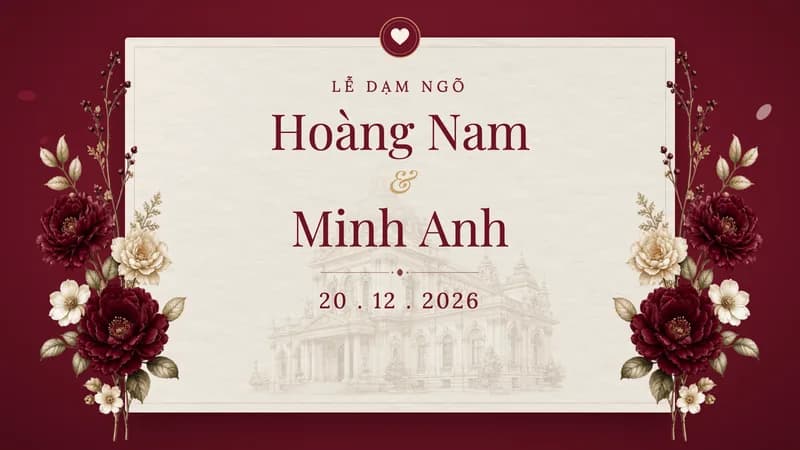 Mẫu video dạm ngõ Đỏ đậm — Minimalism · Thiệp kem, hoa hồng đỏ