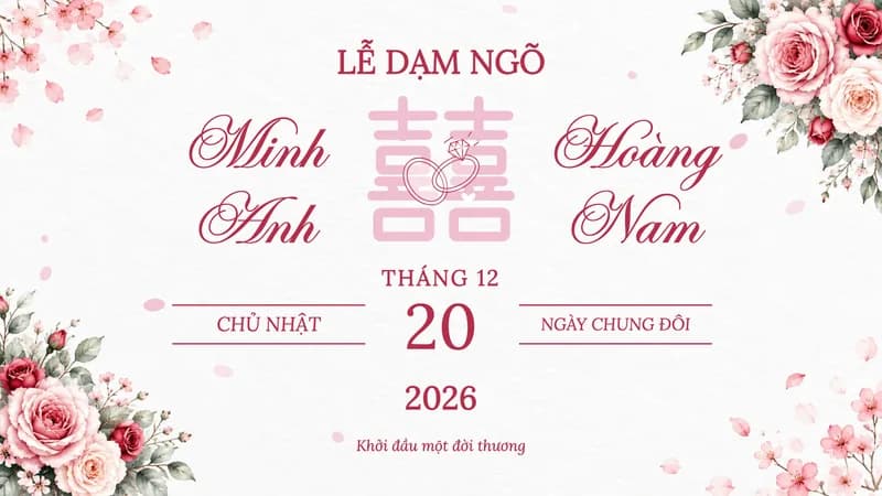 Mẫu video dạm ngõ Hồng duyên — Hoa hồng · Chữ thư pháp