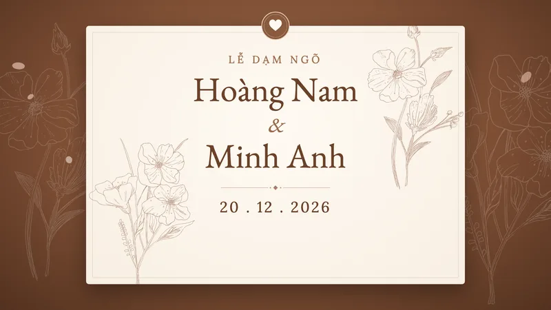 Mẫu video dạm ngõ Hoa lụa — Tối giản · Hoa vẽ nét trên nền nâu