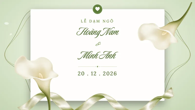 Mẫu video dạm ngõ Tơ duyên xanh — Tối giản · Hoa rum, dải lụa xanh