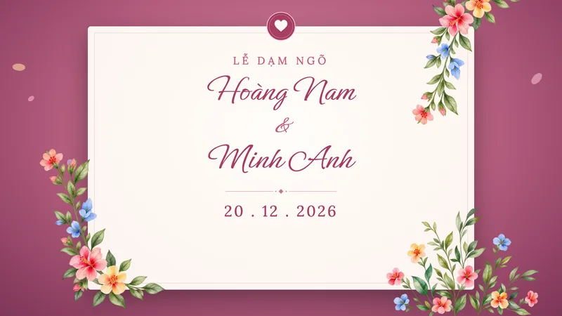 Mẫu video dạm ngõ Hoa dại — Màu nước · Hoa dại trên nền hồng tím